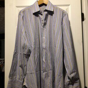 TURNBULL & Asser men's blue 100%cotton dress shirt size: 17